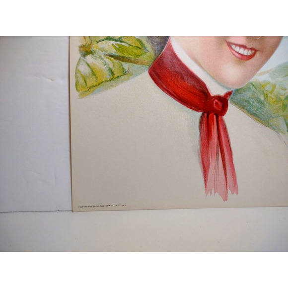 Victorian Art Print Lovely Women Close Up Leaves Gray Litho Co. NY 1906 Vintage - Picture 3 of 3